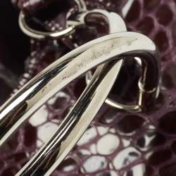 Pre Owned Dior Purple Croc Embossed Patent Leather 61 Tote