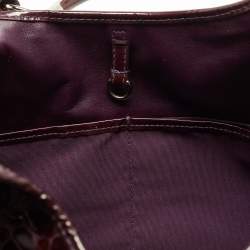 Pre Owned Dior Purple Croc Embossed Patent Leather 61 Tote