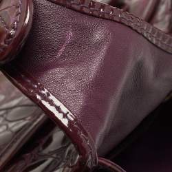 Pre Owned Dior Purple Croc Embossed Patent Leather 61 Tote