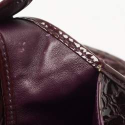 Pre Owned Dior Purple Croc Embossed Patent Leather 61 Tote