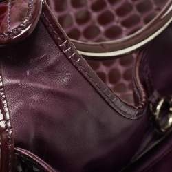 Pre Owned Dior Purple Croc Embossed Patent Leather 61 Tote