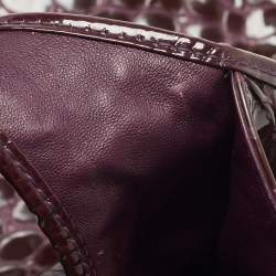 Pre Owned Dior Purple Croc Embossed Patent Leather 61 Tote