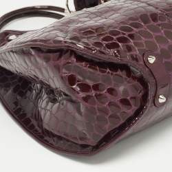 Pre Owned Dior Purple Croc Embossed Patent Leather 61 Tote