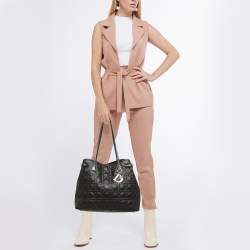 Pre Owned Dior Black Cannage Coated Canvas Medium Panarea Shopper Tote