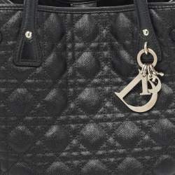 Pre Owned Dior Black Cannage Coated Canvas Medium Panarea Shopper Tote