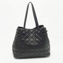 Pre Owned Dior Black Cannage Coated Canvas Medium Panarea Shopper Tote