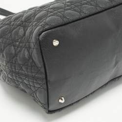 Pre Owned Dior Black Cannage Coated Canvas Medium Panarea Shopper Tote