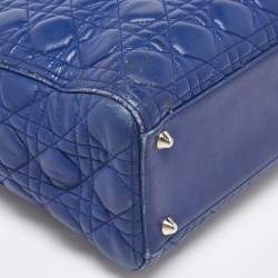 Pre Owned Dior Navy Blue Cannage Leather Large Lady Dior Tote