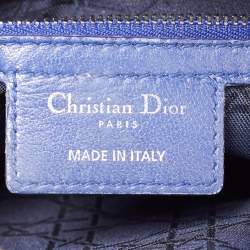 Pre Owned Dior Navy Blue Cannage Leather Large Lady Dior Tote