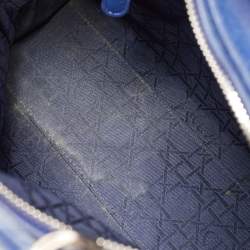 Pre Owned Dior Navy Blue Cannage Leather Large Lady Dior Tote