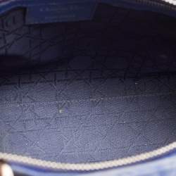 Pre Owned Dior Navy Blue Cannage Leather Large Lady Dior Tote