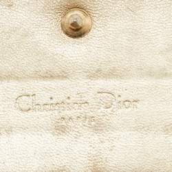 Pre Owned Dior Gold Oblique Embossed Patent Leather Continental Wallet