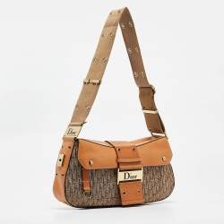 Pre Owned Dior Beige/Tan Diorissimo Canvas and Leather Street Chic Shoulder Bag