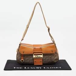 Pre Owned Dior Beige/Tan Diorissimo Canvas and Leather Street Chic Shoulder Bag