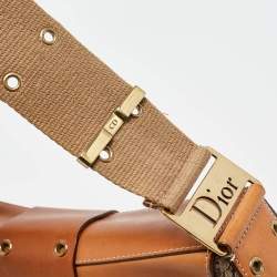 Pre Owned Dior Beige/Tan Diorissimo Canvas and Leather Street Chic Shoulder Bag