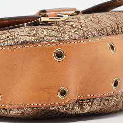 Pre Owned Dior Beige/Tan Diorissimo Canvas and Leather Street Chic Shoulder Bag