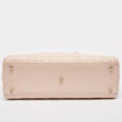 Pre Owned Dior Pink Cannage Leather Large Lady Dior Tote