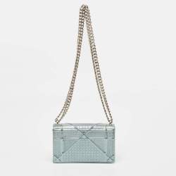 Dior Light Blue Microcannage Patent Leather Mini Diorama Chain Shoulder Bag