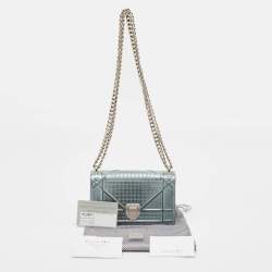 Dior Light Blue Microcannage Patent Leather Mini Diorama Chain Shoulder Bag