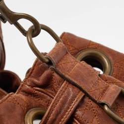 Dior Brown Cannage Leather Drawstring hobo