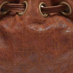 Dior Brown Cannage Leather Drawstring hobo
