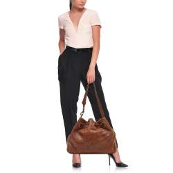 Dior Brown Cannage Leather Drawstring hobo