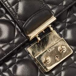 Pre Owned Dior Black Cannage Leather Large Miss Dior Flap Bag