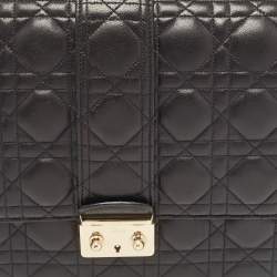 Pre Owned Dior Black Cannage Leather Large Miss Dior Flap Bag