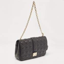 Pre Owned Dior Black Cannage Leather Large Miss Dior Flap Bag