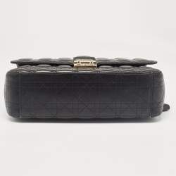 Pre Owned Dior Black Cannage Leather Large Miss Dior Flap Bag