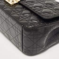 Pre Owned Dior Black Cannage Leather Large Miss Dior Flap Bag