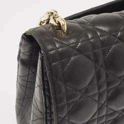 Pre Owned Dior Black Cannage Leather Large Miss Dior Flap Bag
