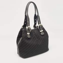 Pre Owned Dior Black Oblique Canvas and Leather Buckle Tote