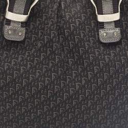 Pre Owned Dior Black Oblique Canvas and Leather Buckle Tote