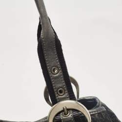 Pre Owned Dior Black Oblique Canvas and Leather Buckle Tote