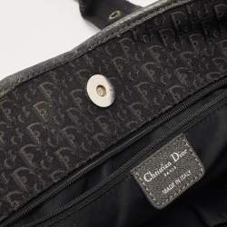 Pre Owned Dior Black Oblique Canvas and Leather Buckle Tote