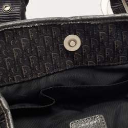 Pre Owned Dior Black Oblique Canvas and Leather Buckle Tote