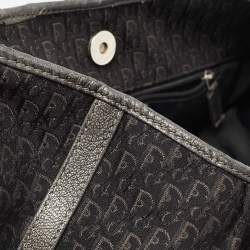 Pre Owned Dior Black Oblique Canvas and Leather Buckle Tote