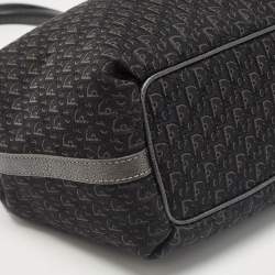 Pre Owned Dior Black Oblique Canvas and Leather Buckle Tote
