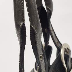 Pre Owned Dior Black Oblique Canvas and Leather Buckle Tote