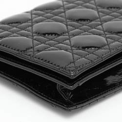Pre Owned Dior Black Quilted Cannage Patent Leather Lady Dior Chain Clutch