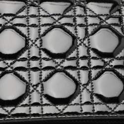 Pre Owned Dior Black Quilted Cannage Patent Leather Lady Dior Chain Clutch