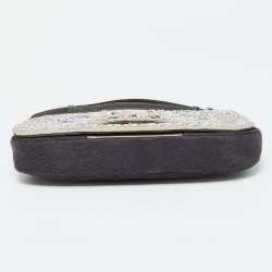 Pre Owned Dior Beige/Purple Calfhair and Bead Embellished Limited Edition 498/880 Malice Shoulder Bag