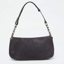Pre Owned Dior Beige/Purple Calfhair and Bead Embellished Limited Edition 498/880 Malice Shoulder Bag