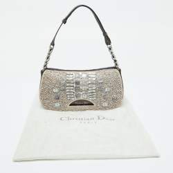 Pre Owned Dior Beige/Purple Calfhair and Bead Embellished Limited Edition 498/880 Malice Shoulder Bag