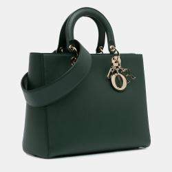 Dior Green Calfskin Leather Large Lady D-Sire Shoulder Bag