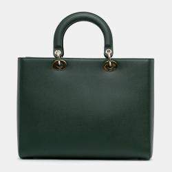 Dior Green Calfskin Leather Large Lady D-Sire Shoulder Bag