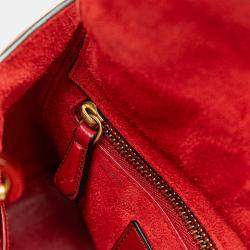 Dior Red Lambskin Leather Mini Studded Lady Dior Tote Bag