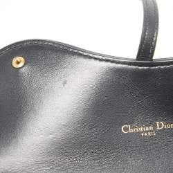 Dior Navy Blue Oblique Canvas and Leather Saddle Wallet on Chain