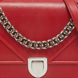 مملوكة مسبقًا Dior Red Leather Medium Diorama Flap Shoulder Bag